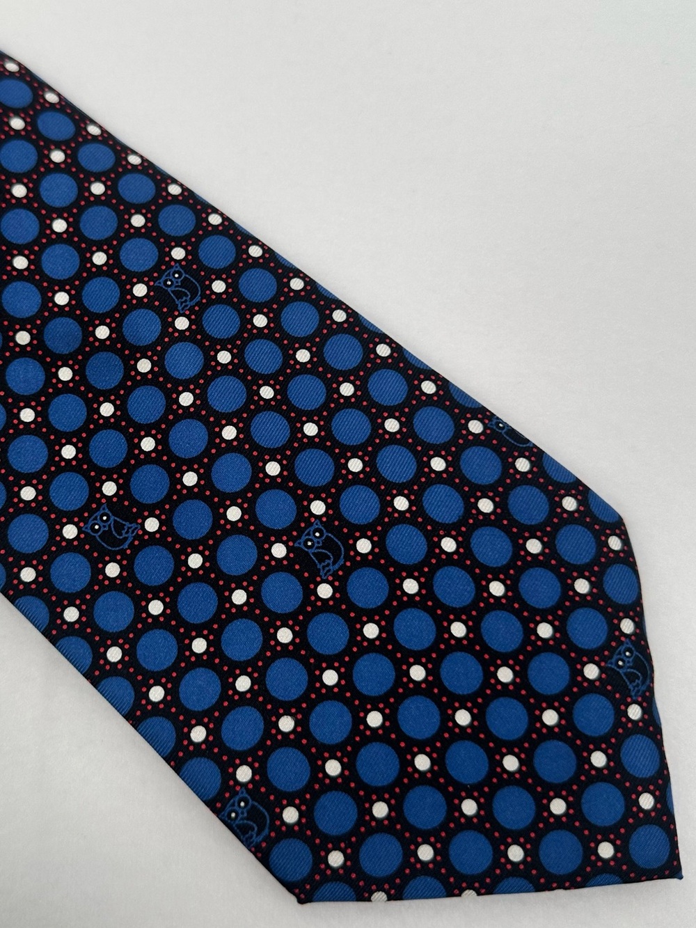 Vera Bradley for Baekgaard Mens Blue Geometric Night Owl Necktie 100% Silk Tie